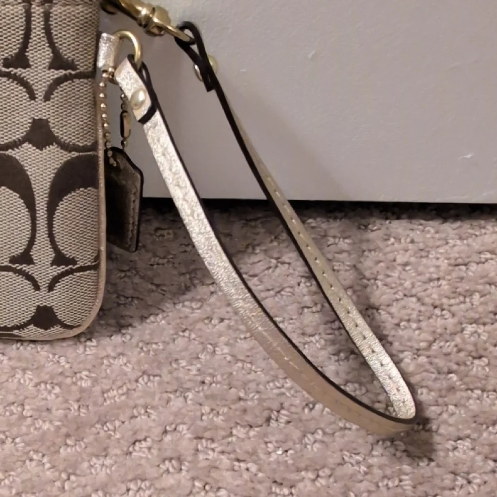 Coach Monogram Wristlet in Brown and Cream NWOT